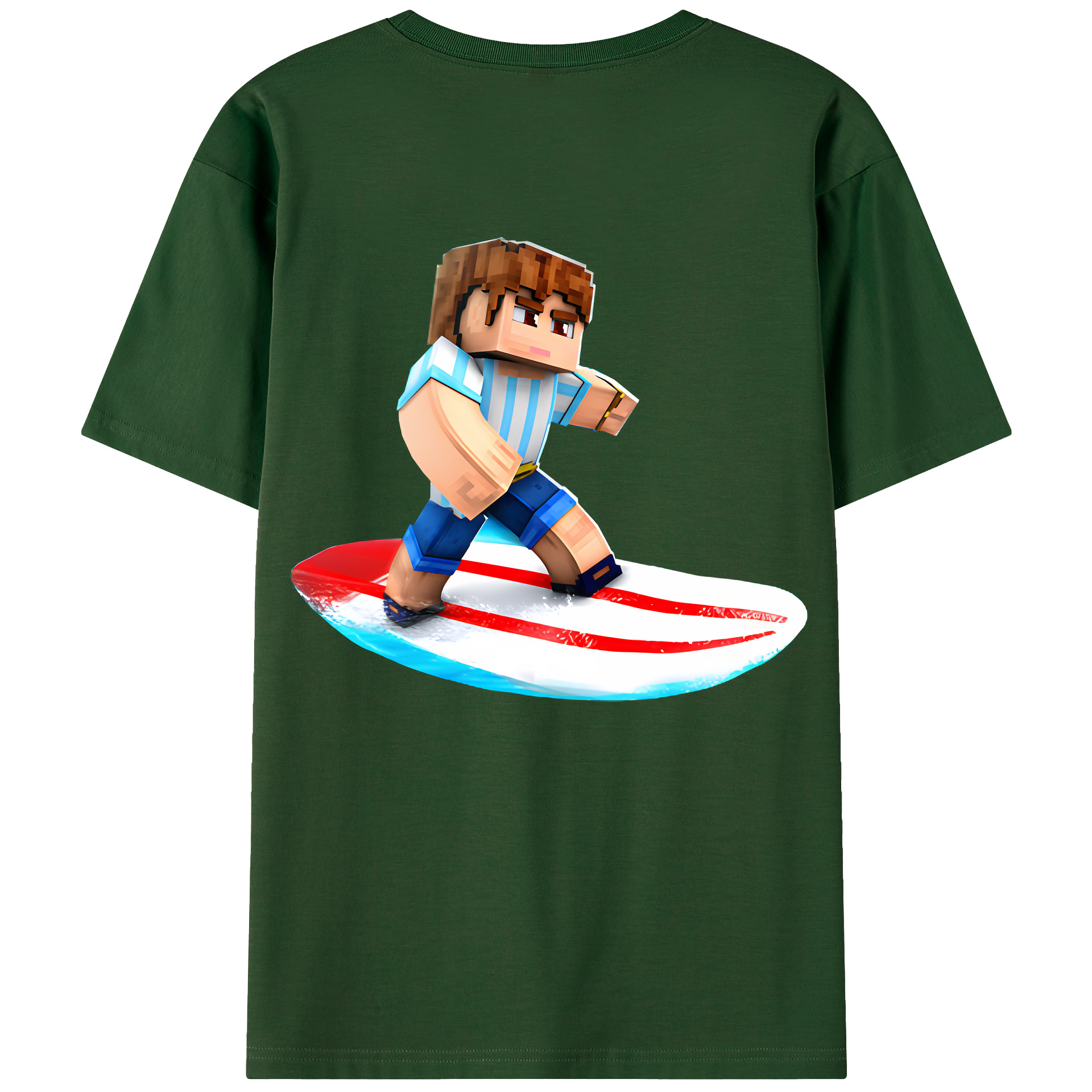 （画像用） マインクラフト ブロックの世界 Minecraft MC Block world 綿100％半袖Tシャツ（背面プリント）